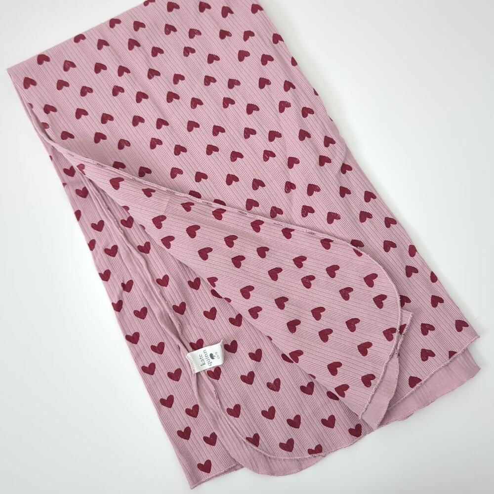 Kate Quinn Organic Baby‎ Blanket Pink Red Hearts  Natural Fiber Cotton Swaddle